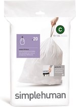 Simplehuman Code C Sacs poubelle - 12 litres - 20 pièces - avec lien de serrage - Blanc