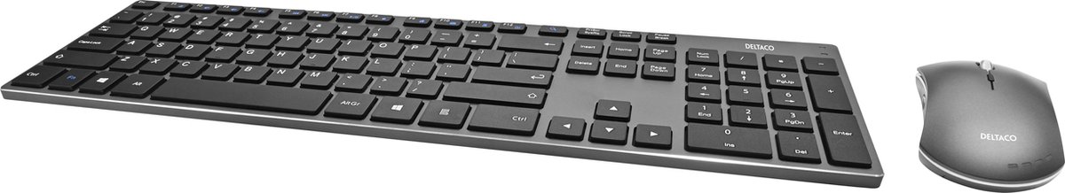 Deltaco - Draadloos Toetsenbord en Muis - USB-ontvanger - QWERTY - Donkergrijs