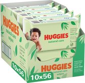 Bol.com Huggies billendoekjes - Natural Care - 10 x 56 stuks - 560 doekjes - voordeelverpakking aanbieding