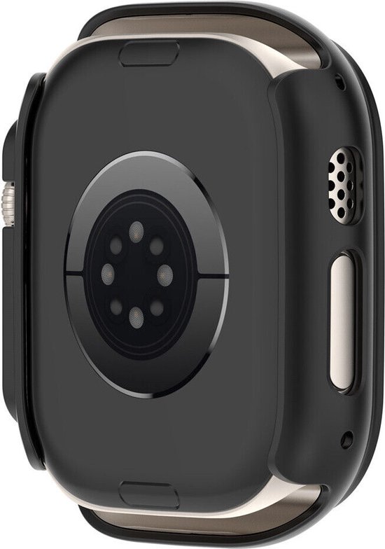 Strap-it PC Hardcase bescherming - Geschikt voor Apple Watch case 49 mm - Hoesje geschikt voor Apple Watch Ultra case - Zwart - iWatch cover voor maat 49 mm
