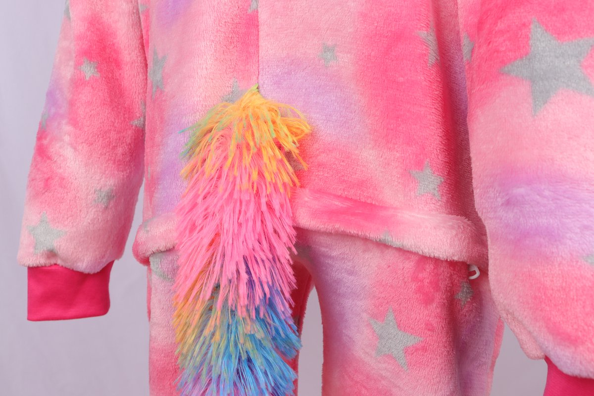 Joya Kids® Eenhoorn Onesie | Unicorn roze huispak | Verkleed kostuum kinderen | verkleedkleding jurk | Maat 128-134 (130) + Haarband | Cadeau meisje — afbeelding 8