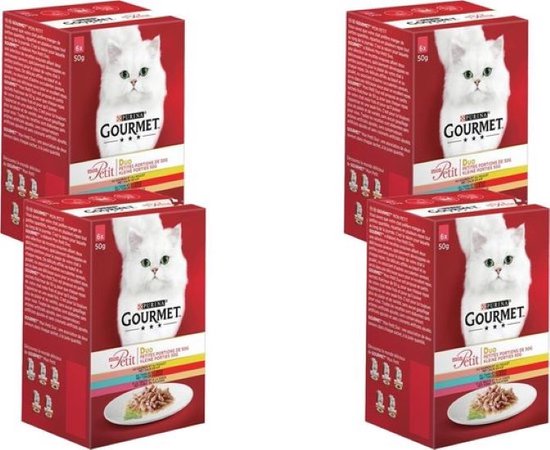 4x Gourmet Mon Petit - Duo Vis & Vlees - Kattenvoer - 6x50g