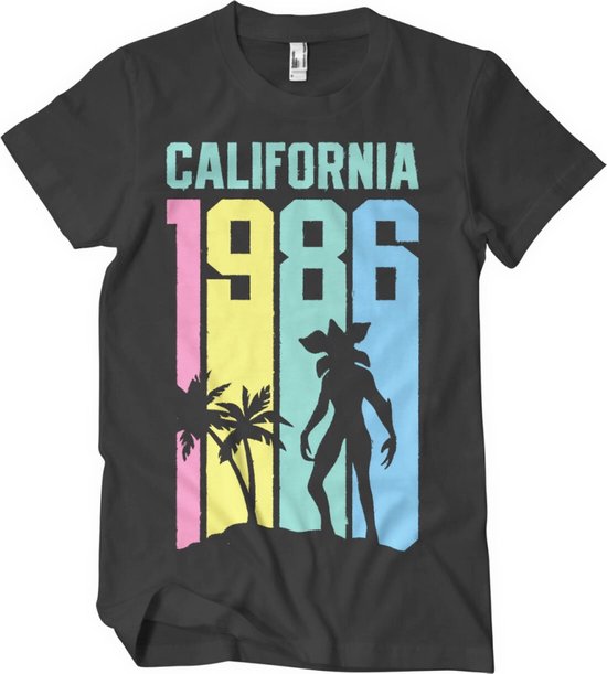 Stranger Things Heren Tshirt -XL- California 1986 Zwart