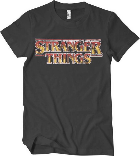 Stranger Things Heren Tshirt -S- Fire Logo Zwart
