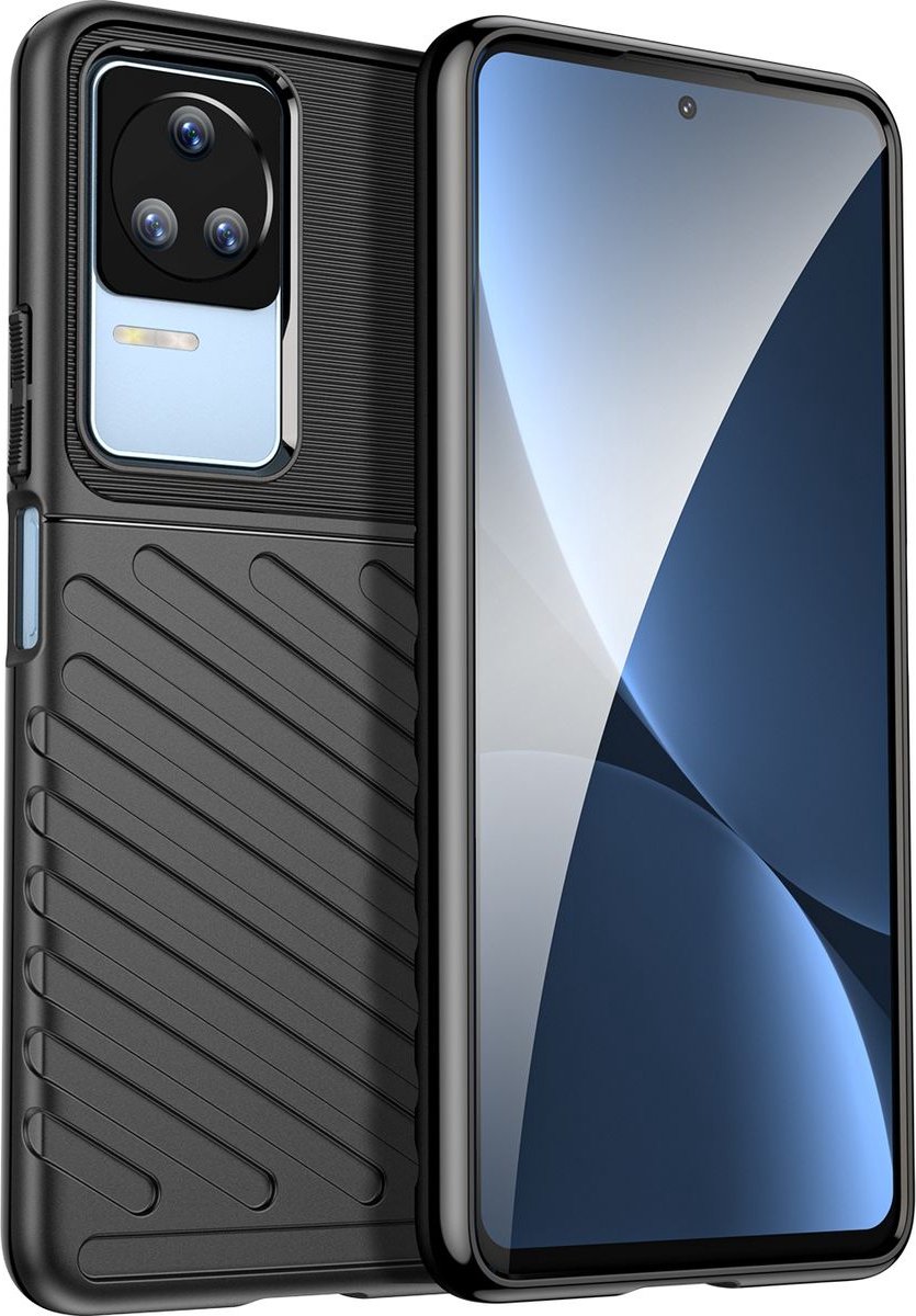 Mobigear Hoesje geschikt voor POCO F4 Telefoonhoesje Flexibel TPU | Mobigear Groove Backcover | POCO F4 Case | Back Cover - Zwart