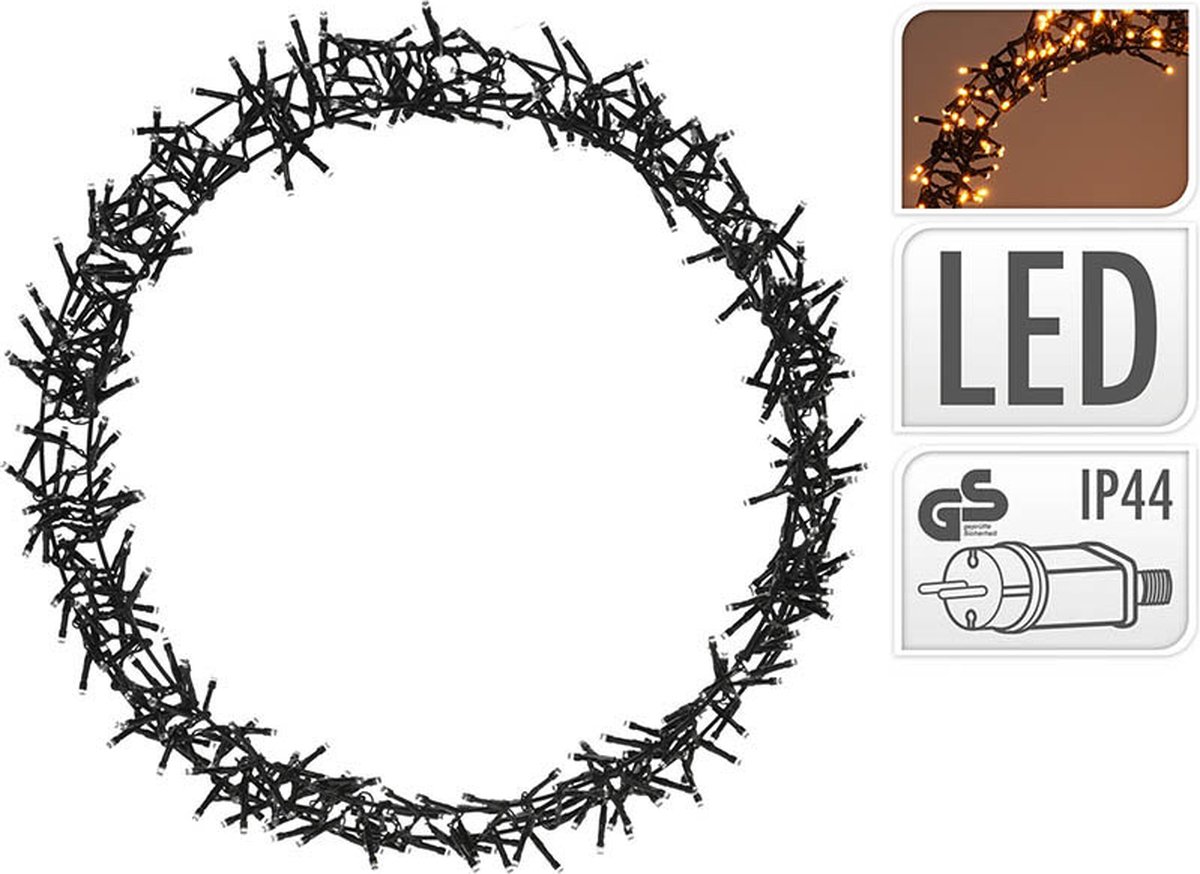 Kerstring met verlichting - 400 LED - Ø48 cm - extra warm wit - 8 Lichtfuncties - voor binnen en buiten