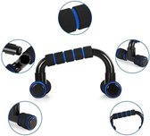 Poignées push-up robustes  -  Idéal pour les pompes  -  Supports pratiques pour les pompes fitness  -  Charge maximale de 200kg  -  Antidérapant  -  Anti-transpirant - Noir/Bleu