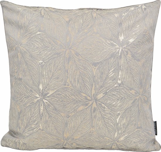 Velvet Grey Flower Kussenhoes | Fluweel / Polyester | Grijs | 45 x 45 cm