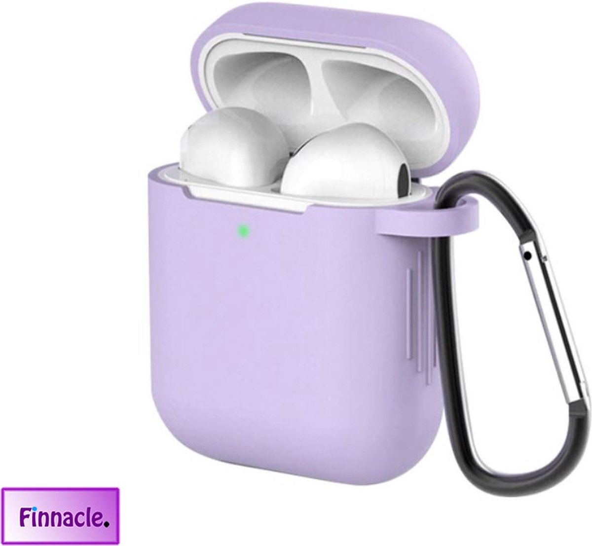 Finnacle - Hoesje geschikt voor Apple AirPods 1 / 2 met Clip - donker paars - Siliconen - Case - Cover - Soft case