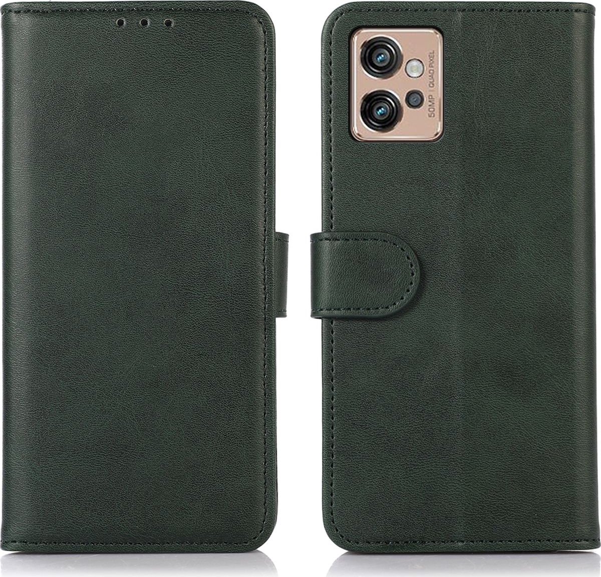 Mobigear Telefoonhoesje geschikt voor Motorola Moto G32 Hoesje | Mobigear Wallet Bookcase Portemonnee | Pasjeshouder voor 3 Pasjes | Telefoonhoesje voor Pinpas / OV Kaart / Rijbewijs - Groen