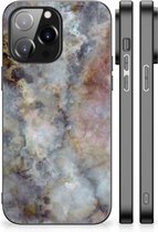 Leuk TPU Backcase iPhone 14 Pro Max Telefoonhoesje met Zwarte rand Marmer Grijs
