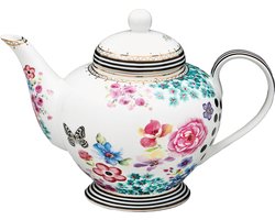 Melli Mello - Nora - Theepot 1,2L - Porselein - Bloemenprint - Gouden Details