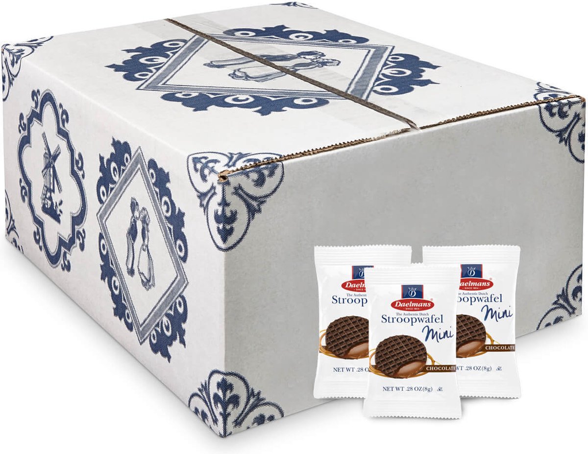 Daelmans Stroopwafels - Mini Chocolade stroopwafels - 200 per Doos - Authentieke Hollandse Original Stroopwafel
