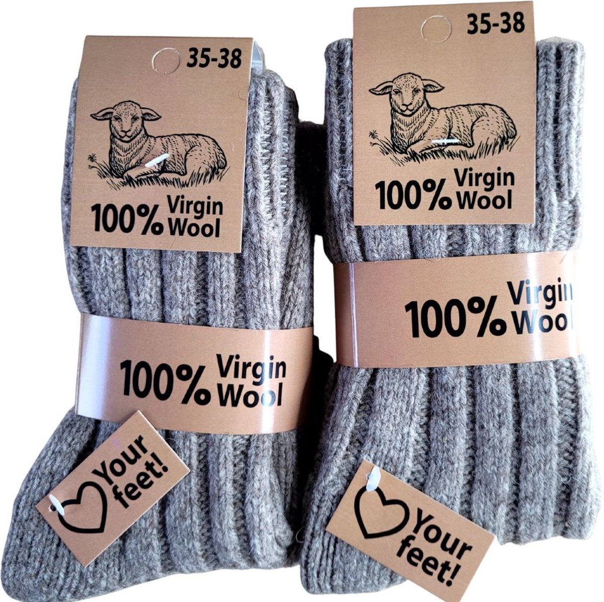 Luxe wollen huissokken bruin - Homeofsocks uniseks sokken van hoogwaardig kwaliteit 4 paar