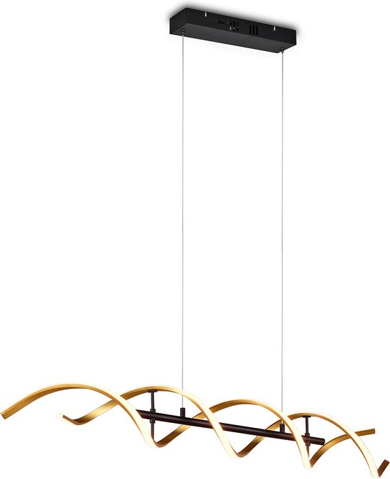 LED Hanglamp - Hangverlichting - Torna Sarina - 45W - Aanpasbare Kleur - Dimbaar - Rechthoek - Mat Goud - Aluminium