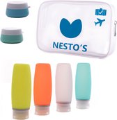 Nesto's Reisflesjes - Inclusief Toilettas - Siliconen - Reisflacons - Handbagage - 100ml - 6 stuks