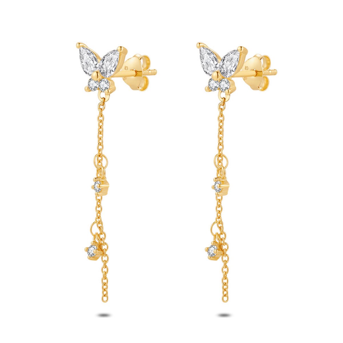 Zirkonia Oorbellen In Vlinderkwaststijl, Vlinderoorbellen Voor Dames, Ear Cuffs Voor Vrouwen Zonder Piercing, Wikkel Oorbellen Voor Dames Vlinder Sieraden Cadeau (Gold-Left