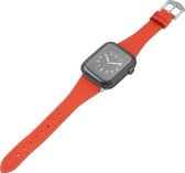 Bandje geschikt voor Apple Watch 38/40MM - Maat L - Sportband - Horlogebandje - Polsband - Kunstleer - Oranje