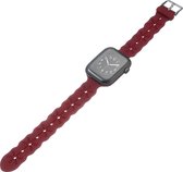 Bandje geschikt voor Apple Watch 38/40MM - Maat L - Sportband - Horlogebandje - Polsband - Kunstleer - Rood