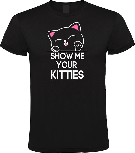 Foto: Klere zooi show me your kitties zwart heren t shirt 3xl