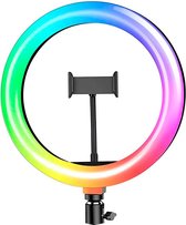 Ringlamp multi kleuren - 10 inch - Ringlight - RGB - incl. smartphone houder + afstandsbediening