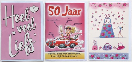 50 Ans + Heel d'Amour + Blanco – 3 Cartes de vœux - 12 x 17 cm - SARA-301
