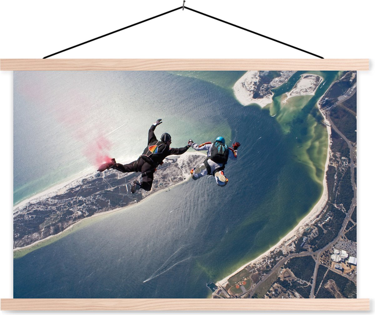 Posterhanger incl. Poster - Schoolplaat - Skydiven in Florida - 60x40 cm - Blanke latten - TextilePosters
