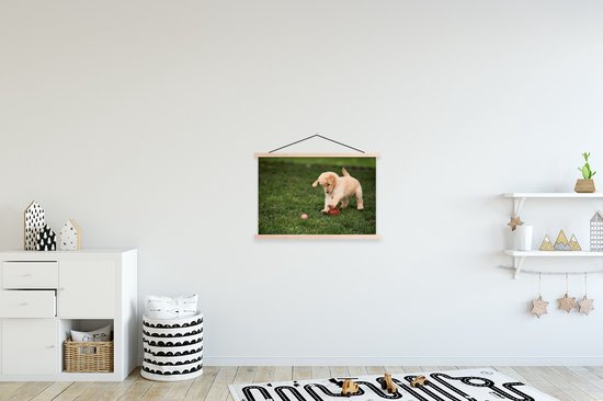 Puppy joue avec la balle affiche textielposter lattes vierge 60x40 cm