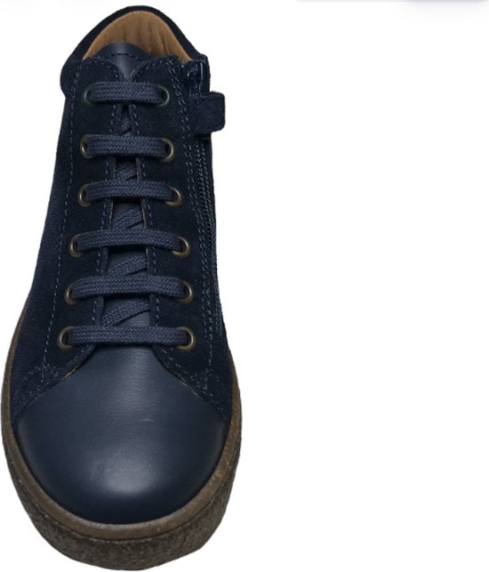 naturino baskets montantes en cuir à lacets et fermeture éclair taille 33 Albus marine