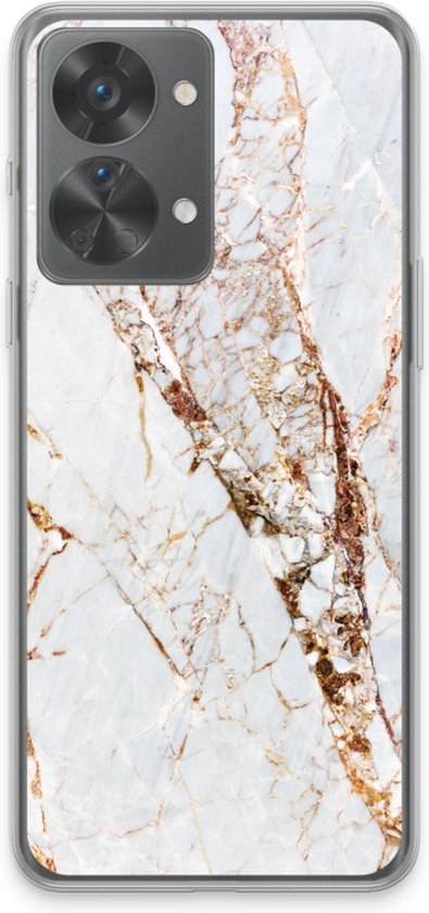 Case Company® - Coque OnePlus Nord 2T - Marbre Goud - Coque souple pour téléphone - Protection tous côtés et bord d'écran