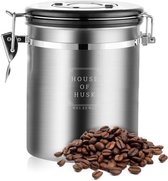 Boîte à café House of Husk avec Ventilation CO² - Boîte de Bidons alimentaires - Boîtes de rangement - Boîte de rangement - Acier inoxydable - Argent - 1,5 litre