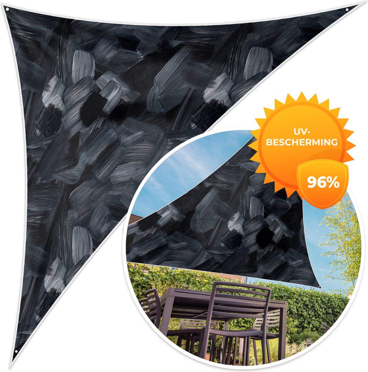 MuchoWow® - Schaduwdoek - Patronen - Olieverf - Zwart - 96% UV-bestendig - Hoogwaardig polyester - Zonnedoek - Weerbestendig - Tuin - Tarp - 300x300 cm