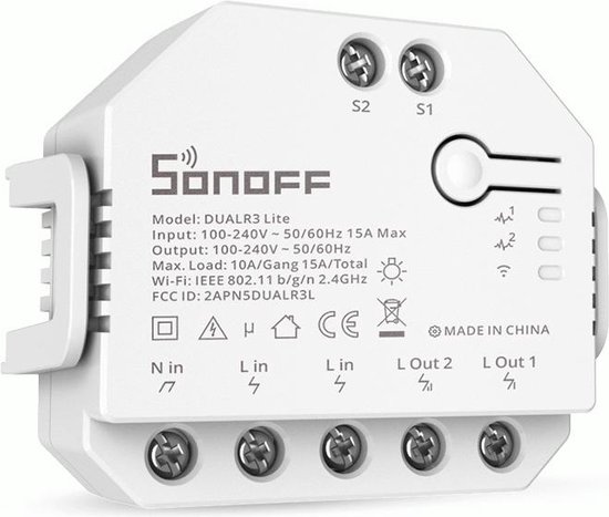 Slimme schakelaar WiFi Sonoff Dual R3 Lite voor garage , zonwering | bol.com
