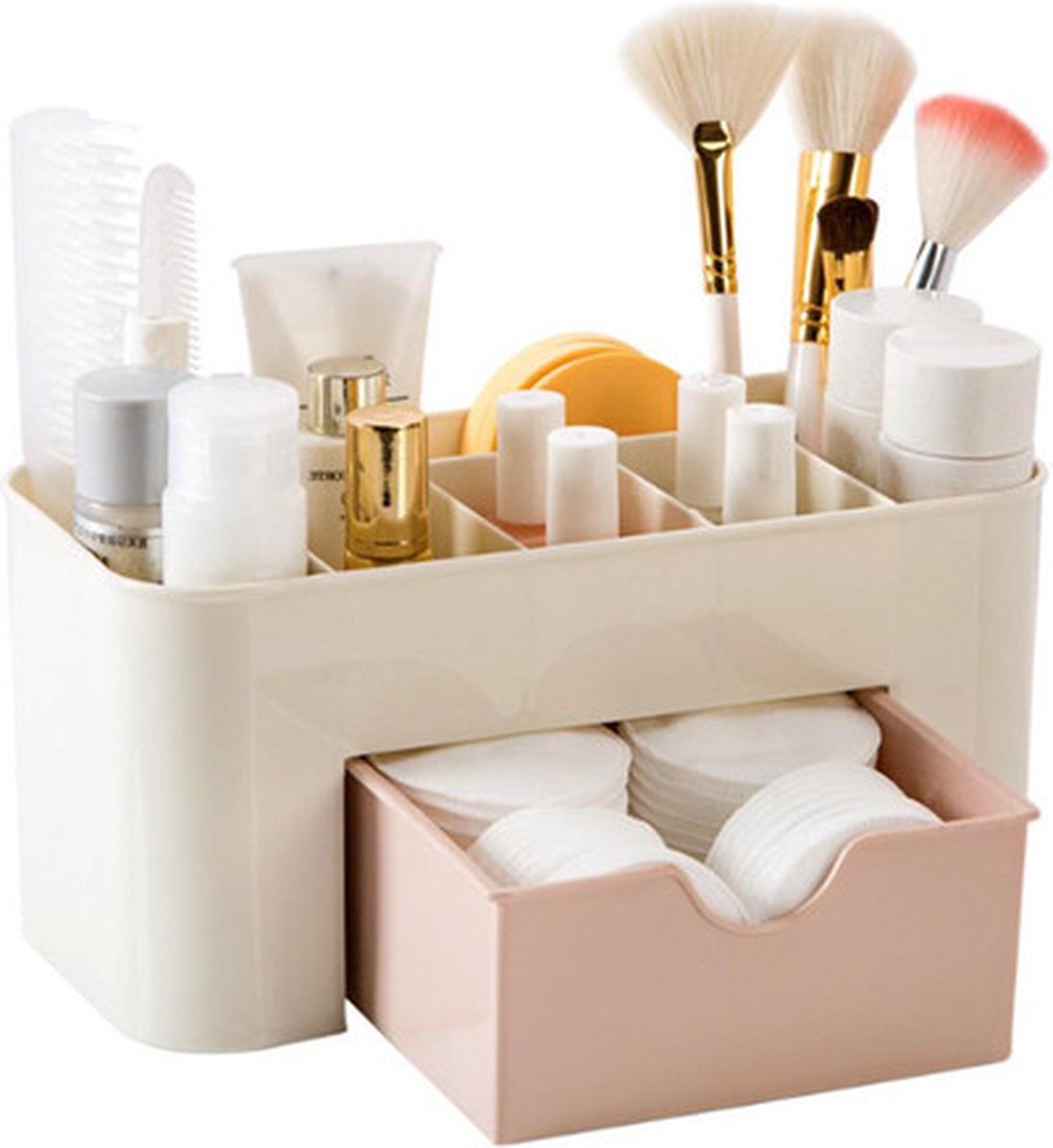 iBright Make-Up Organizer met Lade - Cosmetica Opbergdoos - Bureau organizer - Roze