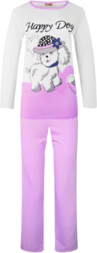 Dames pyjamaset met hondenafbeelding M 38-40 roze
