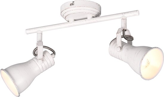 LED Plafondspot - Plafondverlichting - Torna Sanita - E14 Fitting - 2-lichts - Rechthoek - Antiek Wit - Aluminium