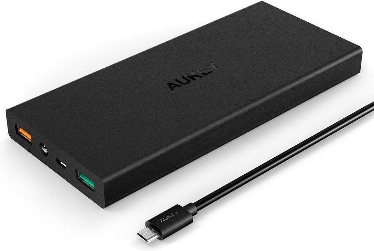 AUKEY externe batterij 16000 mAh powerbank met 2 USB-poorten, Quick Charge 3.0 + 5V 2.4A voor iPhone , Samsung , iPad, LG, HTC