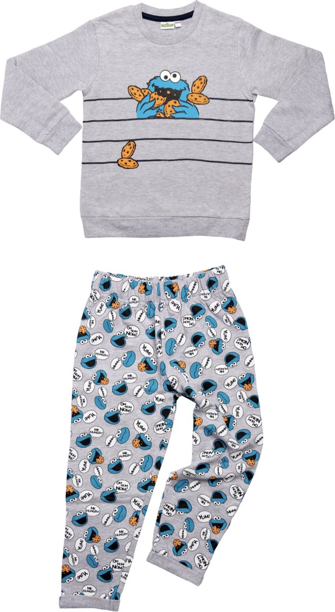 Sesamstraat Koekie Monster / Cookie Monster Set - Grijs/Blauw - Maat 74/80