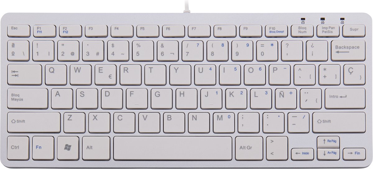 R-Go Compact toetsenbord - Platten toetsen - USB Bedraad - QWERTY (ES) -Wit