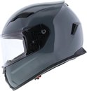 Donkergrijze integraalhelm met helder vizier en ventilatieopeningen.