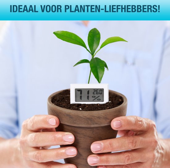 Qitch&Quisine - Hygro - Vochtmeter - Hygrometer - Hygrometer Met Batterijen - Wit - Inclusief Thermometer - Digitale Luchtvochtigheidsmeter - Voor Binnen & Buiten - 2 in 1 - Set van 6