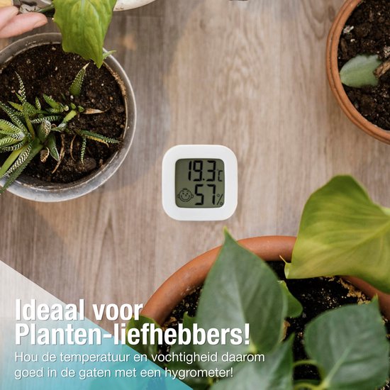 Compacte Thermometer en Hygrometer Mèt Batterijen - Luchtvochtigheidsmeter - Digitale Vochtmeter Voor Binnen - 2 in 1 Thermohygrometer
