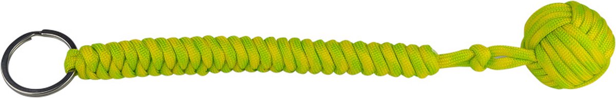 Monkey Fist Apenvuist Zelfverdediging Sleutelhanger Paracord Stalen bal Geel