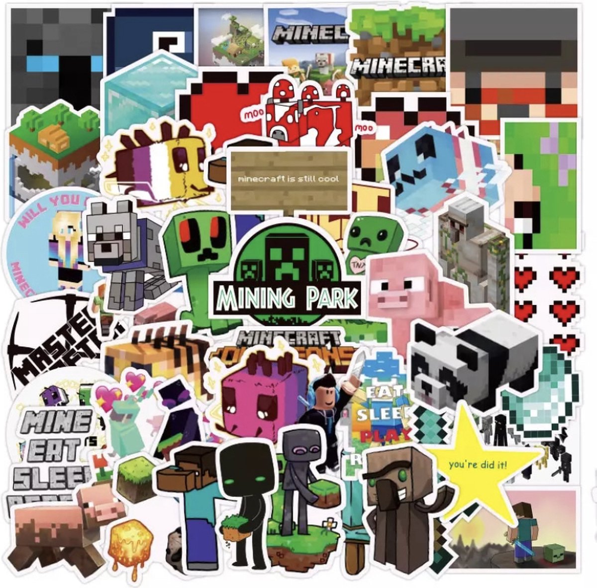 Minecraft Stickers 50 Stuks | Luxe Stickers | Laptop Stickers | Stickers voor Kinderen | Stickers Volwassenen | Stickervellen | Stickers Minecraft | Plakstickers | Koffer Stickers | Stickers Voor Koffers | Stickers Bullet Journal | Dagboek Stickers - Merkloos
