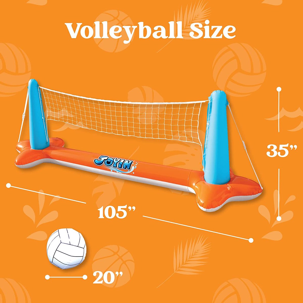 JOYIN Inflatable Pool Floats, Volleyball Net & Basketball Hoop, Swimming Game Floating Swimming Game for Kids and Adults, Summer Floats Summer Toys for Water Sports, Blue