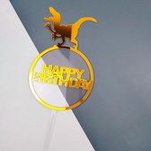 Taarttopper dinosaurus - happy birthday - gefeliciteerd - taartdecoratie - dino thema - verjaardag
