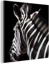 Wanddecoratie Metaal - Aluminium Schilderij Industrieel - Zebra - Wilde dieren - Patronen - 50x50 cm - Dibond - Foto op aluminium - Industriële muurdecoratie - Voor de woonkamer/slaapkamer