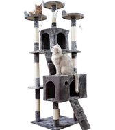 NEW2075® Krabpaal– Krabpaal voor katten – Krabpaal voor grote  katten – Krabton – Kattenboom – 50 x 50 x 185 cm – Grijs - Maincoon