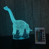 Klarigo® Nachtlamp – 3D LED Lamp Illusie – Brachiosaurus - 16 Kleuren – Bureaulamp – Jurassic World – Sfeerlamp - Jurassic Park– Nachtlampje Kinderen – Creative - Afstandsbediening