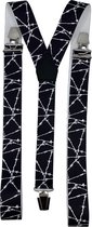 Bretels Zwart-Wit/Prikkeldraad met brede extra sterke stevige Clips